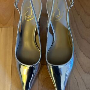 New Sam Edelman Bianca Silver Slingback pump